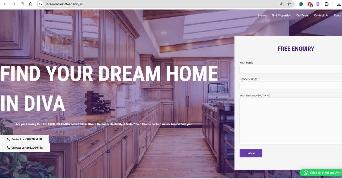 Shreya Real Estate Agency Website